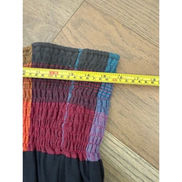 Leopards & Roses Strapless Dress Lagenlook Cotton Multicolor Large - Picture 3 of 7